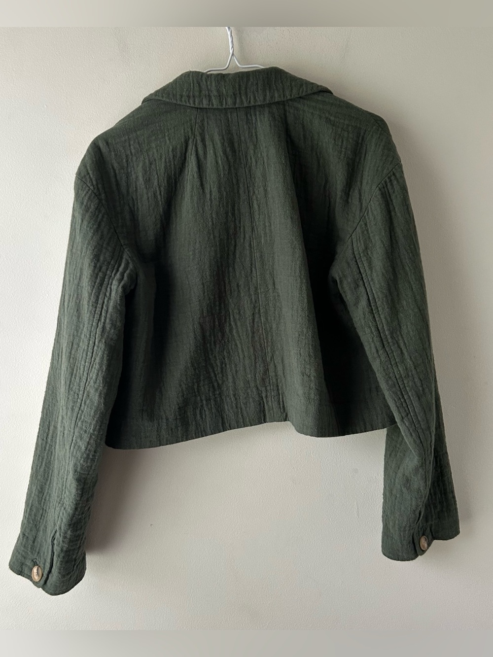 Madewell The Drop-Shoulder Crop Blazer Jacket Cotton-Linen Foraged Green S - Picture 11 of 13